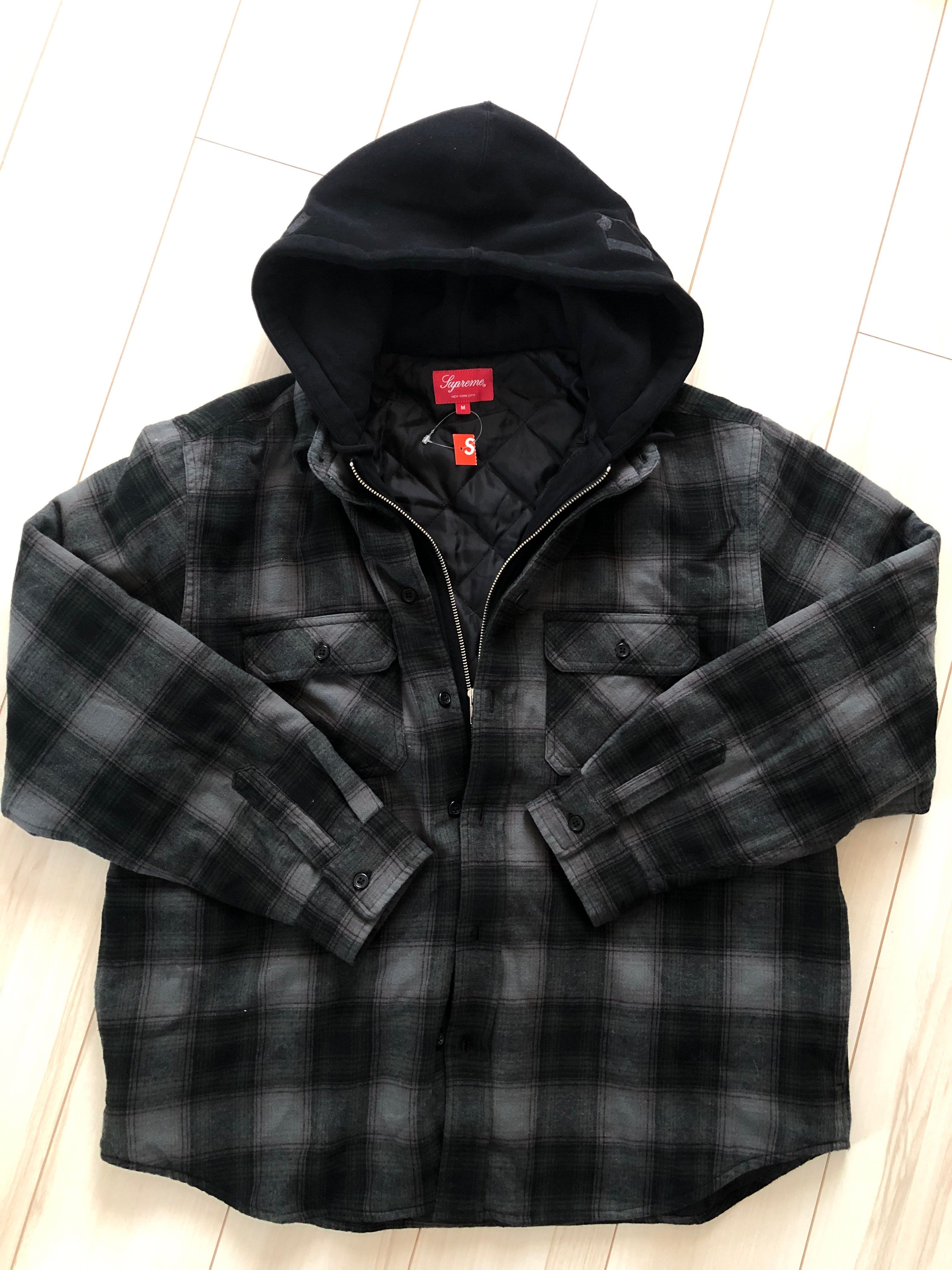 Supreme Hooded Flannel Zip Up Shirt "Black"