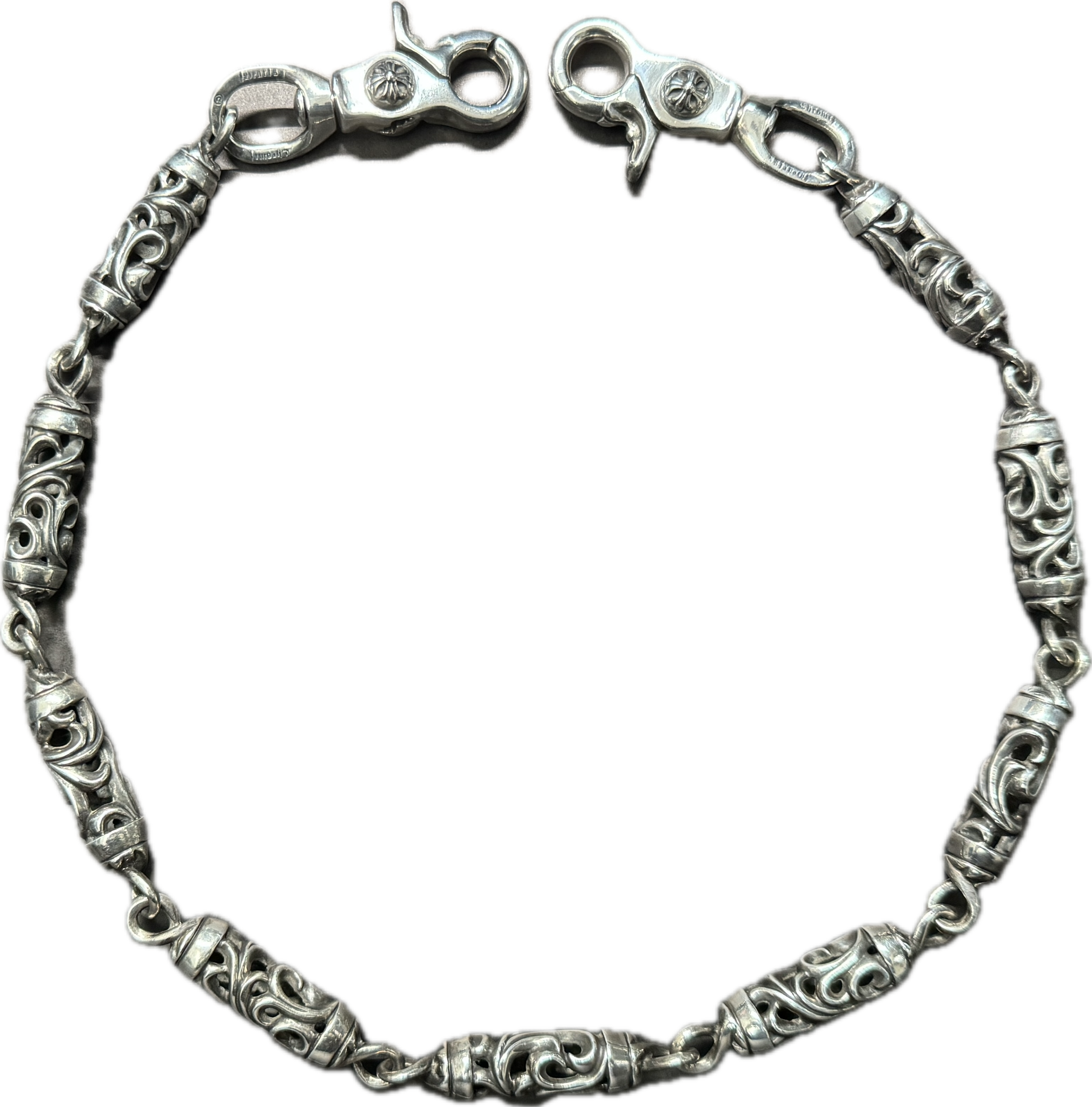 Chrome Hearts 9 Link Roller Long-T Old 2 Clip Long Roller Wallet Chain "Silver"
