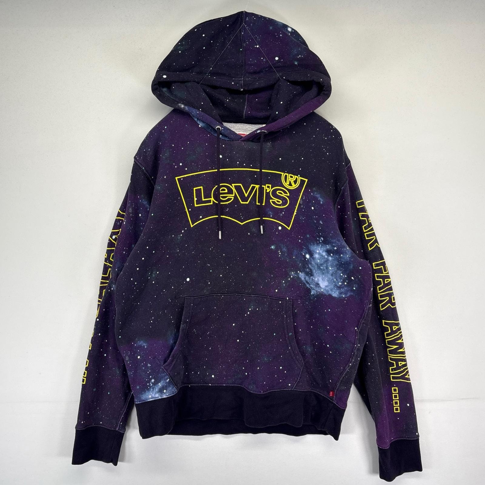 古着 リーバイス Levi's パーカー トレーナー ロゴプリント フルグラフィックデザイン M  パープル系 総柄 メンズ