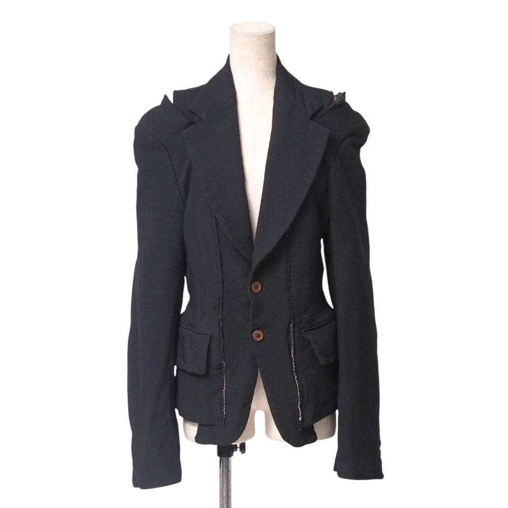 ■美品■COMME des GARCONS コムデギャルソン ジャケット サイズXS AD2014 ダメージ加工 裁断 変形 シングルジャケット ブランド古着【中古】20250808/RA5748