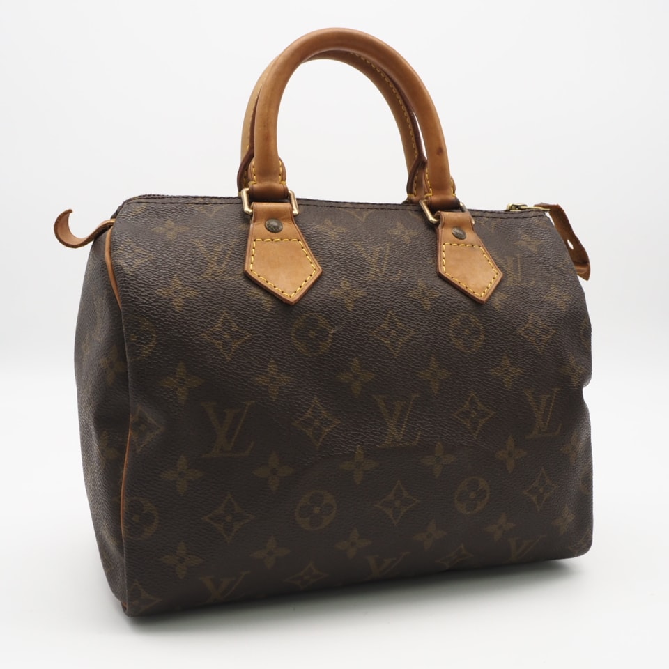 LOUIS VUITTON ルイ・ヴィトン モノグラム スピーディ25 M41528 ハンドバッグ ブラウン ベージュ コーティングキャンバス レザー レディース