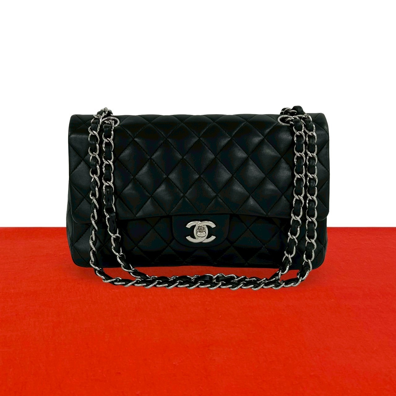 CHANEL シャネル マトラッセ ココマーク 金具 ラムスキン ショルダーバッグ ブラック
 318-2