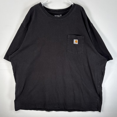 古着 カーハート Carhartt 半袖Tシャツ ワンポイント ロゴ 大きいサイズ 肉厚 ブラック 無地 メンズ