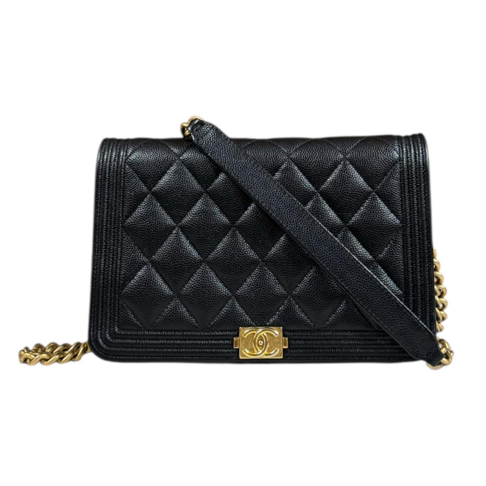シャネル ボーイシャネル ショルダーバッグ キャビアスキン A81969 ブラック レディース CHANEL  中古