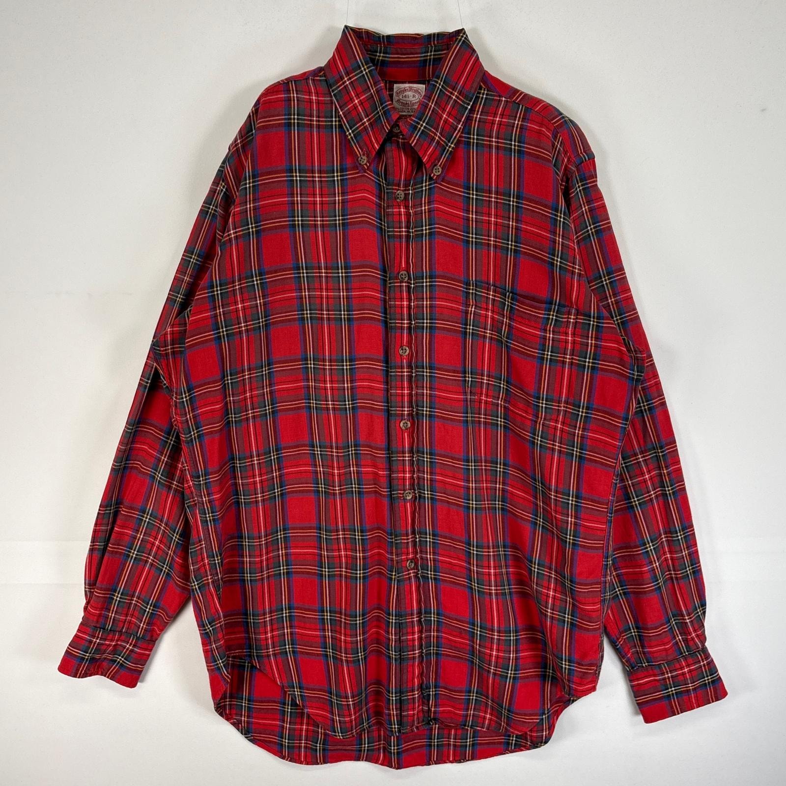 古着 80's/80年代 ヴィンテージ ブルックスブラザーズ Brooks Brothers 長袖シャツ フランネル 胸ポケ USA製 チェック S レッド系 マルチカラー メンズ