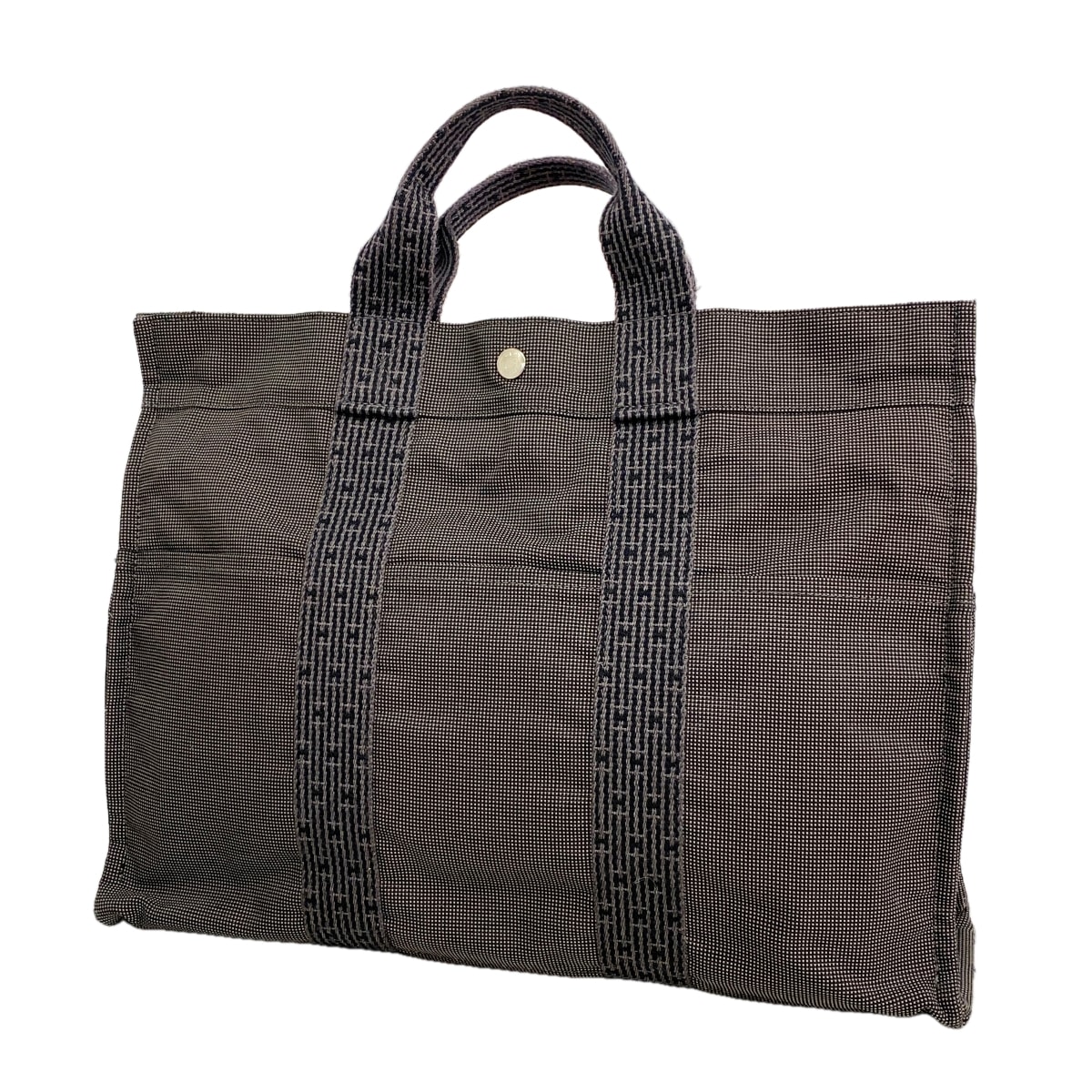 ★最終価格【6fa1321】エルメス トートバッグ エールラインMM キャンバス グレー シルバー金具【中古】レディース