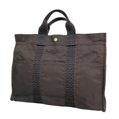 ★最終価格【6fa1321】エルメス トートバッグ エールラインMM キャンバス グレー シルバー金具【中古】レディース