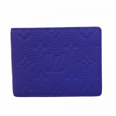 【6dc3760-k】ルイヴィトン 財布 モノグラム・トリヨン ポルトフォイユミュルティプル M82563 ブルー【中古】メンズ