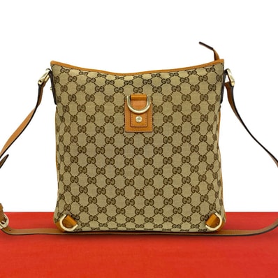 GUCCI グッチ GG ロゴ キャンバス レザー ショルダーバッグ ブラウン
60526