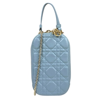 ディオール レディディオール フォンホルダー カナージュ ショルダーバッグ レザー S0872ONMJ ブルー レディース Dior 中古