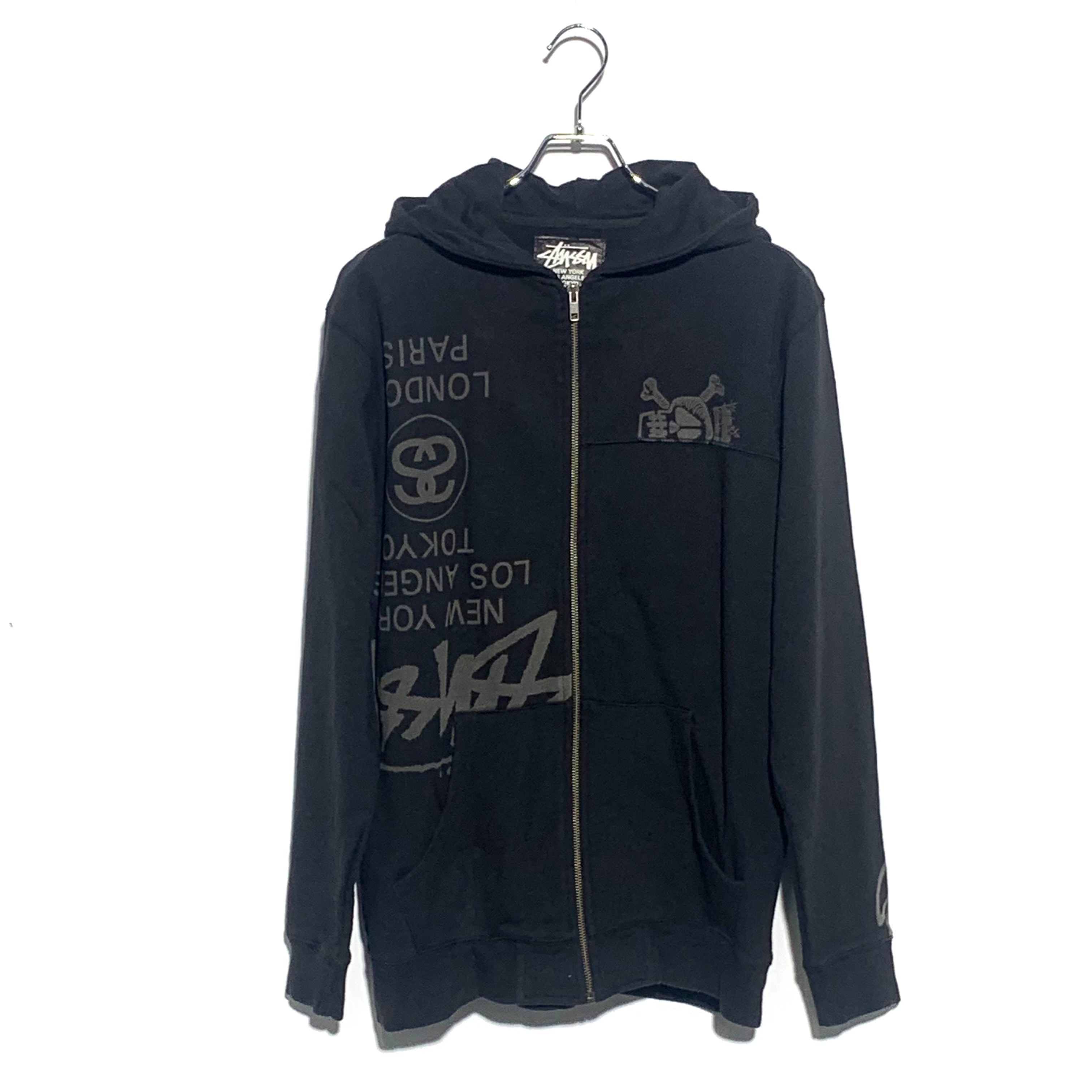 STUSSY world tour rebuilding zip hoodie Black