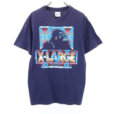 XLARGE エクストララージ ロゴプリント 半袖 Tシャツ M 紺系