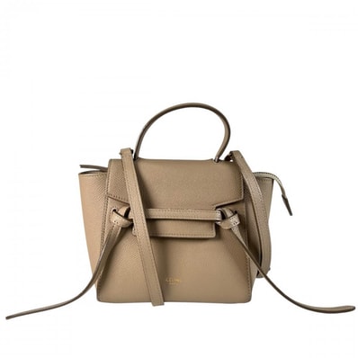 CELINE セリーヌ ショルダーバッグ ベルトバッグ ナノ 斜め掛け 189003ZVA レザー ベージュ ゴールド金具 レディース【中古品】