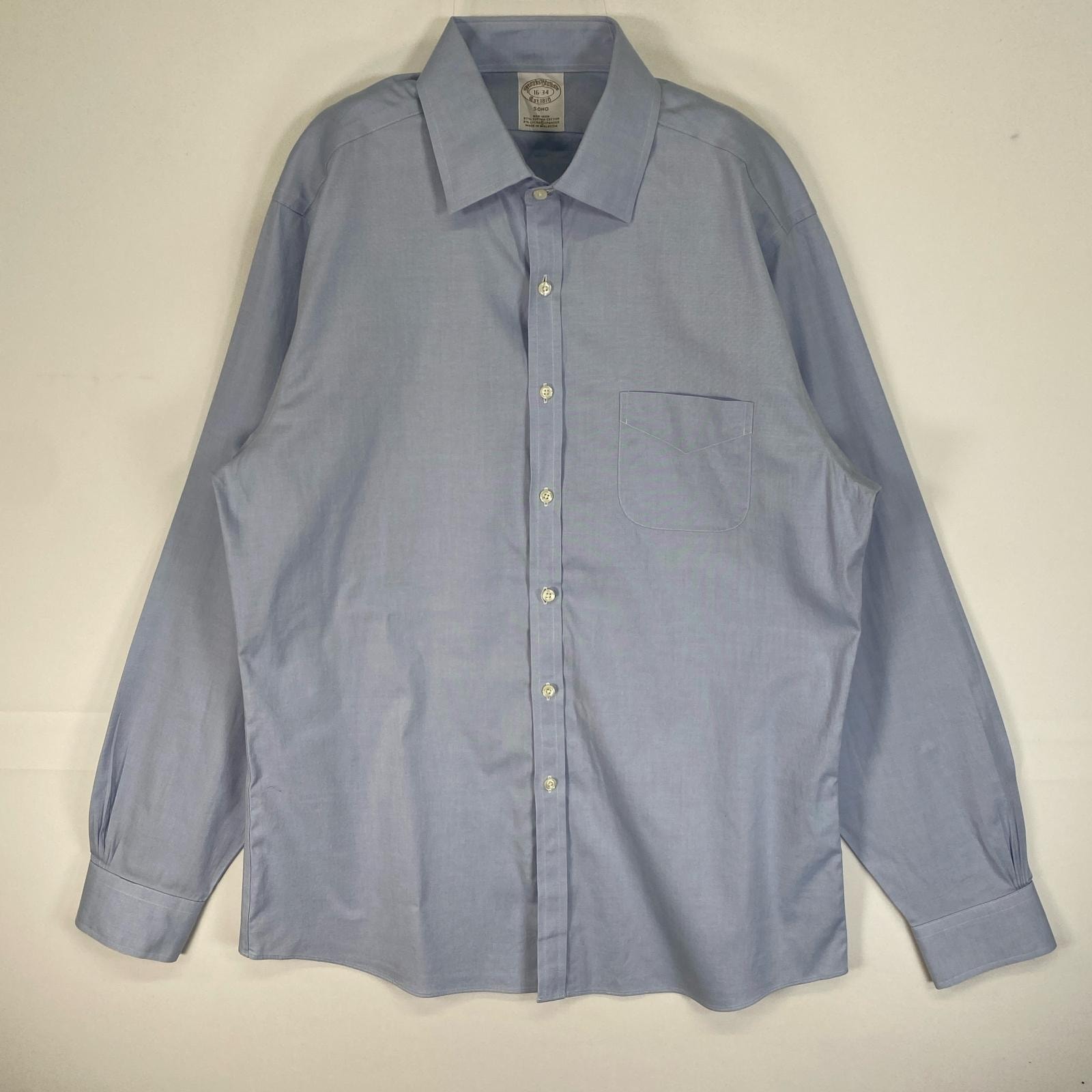 古着 ブルックスブラザーズ Brooks Brothers 長袖シャツ 胸ポケット SOHO L  水色 無地 メンズ