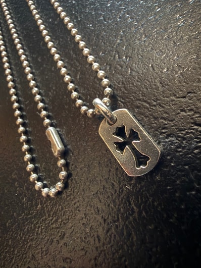 Chrome Hearts Dog Tag Tiny Cut Out Cross "Silver"