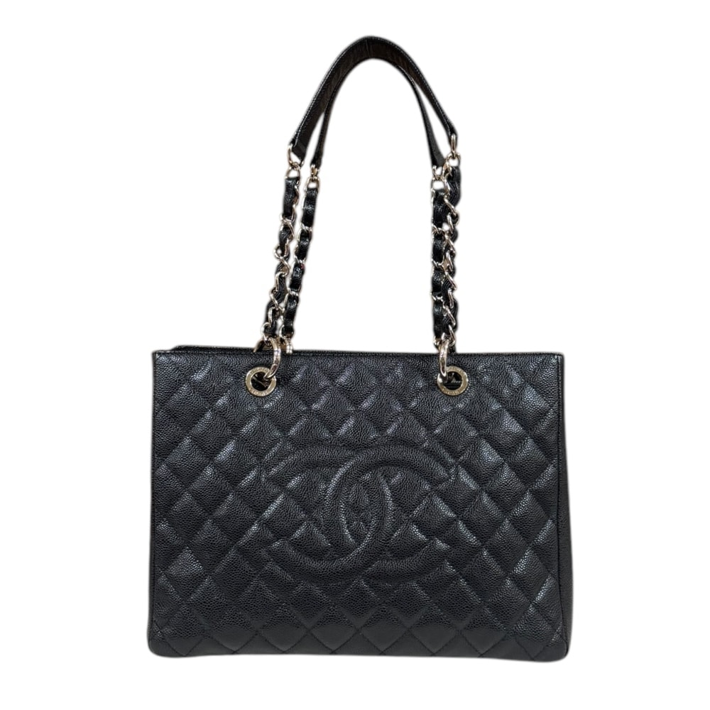 シャネル GSTトート マトラッセ ショルダーバッグ キャビアスキン A50995 ブラック レディース CHANEL  中古