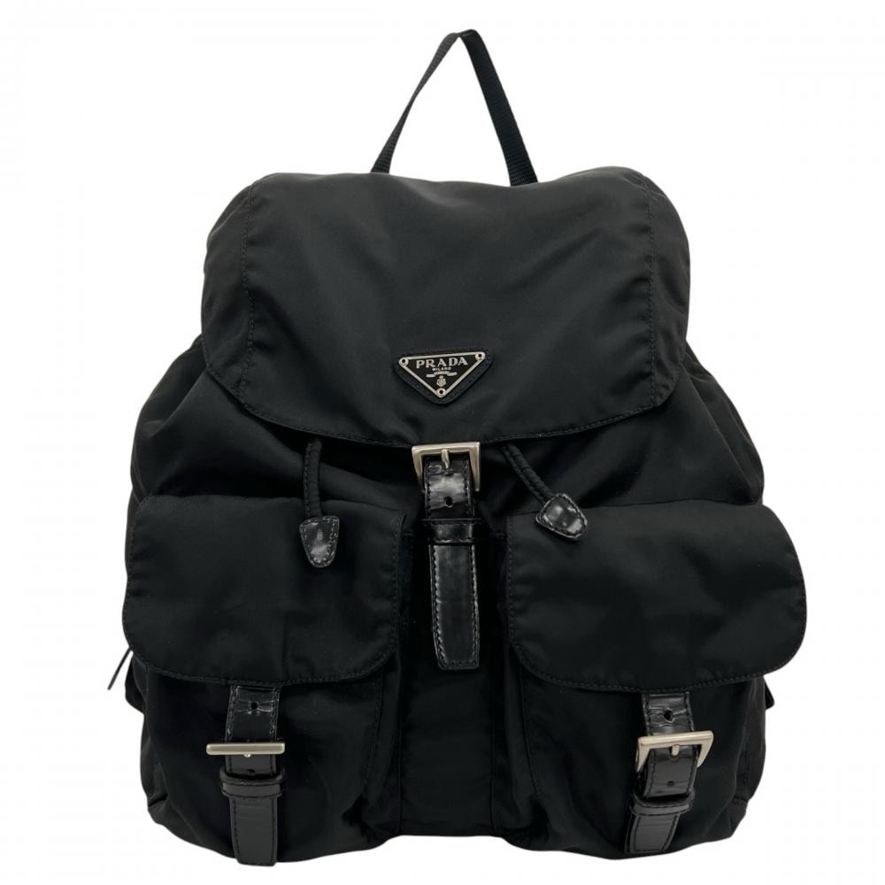 PRADA プラダ リュック ヴェラ テスート B2811 ナイロン    ブラック 黒 シルバー金具 レディース【中古品】