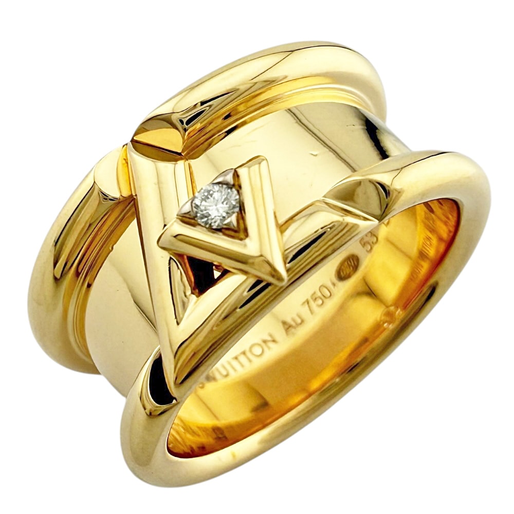 ルイヴィトン LV ヴォルト ワン リング 指輪 13号 18金 K18イエローゴールド ダイヤモンド Q9O58K レディース LOUIS VUITTON  中古