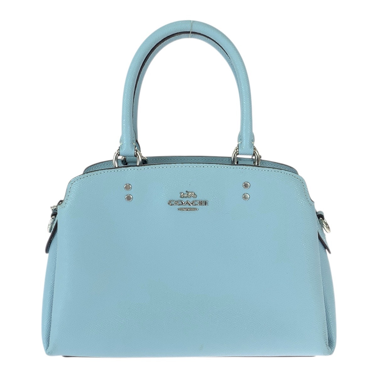 COACH コーチ ミニ リリー キャリーオール ブルー ライトブルー シルバー金具 レザー ハンドバッグ 600286 【中古】