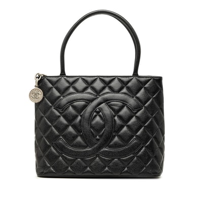 シャネル マトラッセ ココマーク 復刻トート トートバッグ ハンドバッグ ブラック キャビアスキン レディース CHANEL 中古
