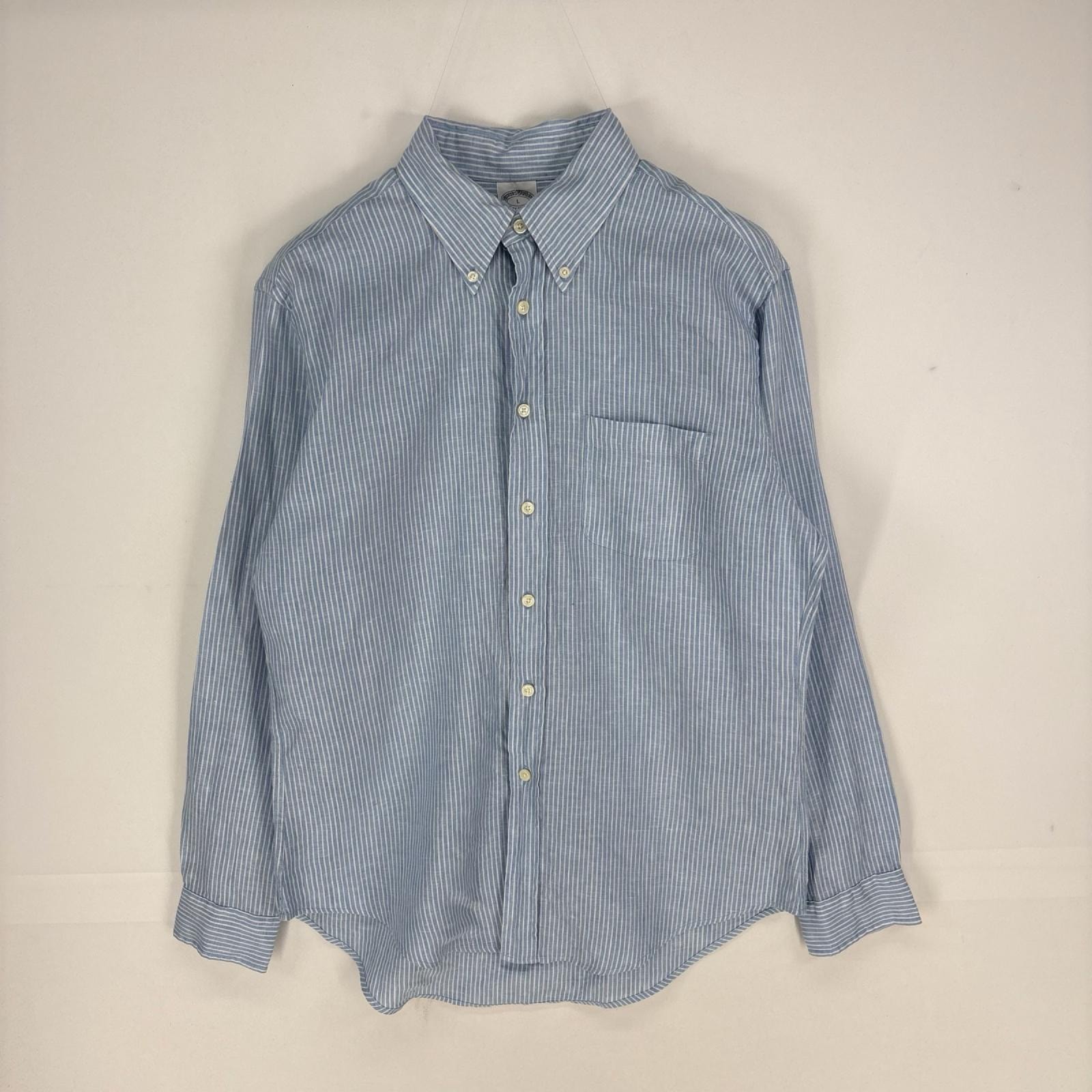 古着 ブルックスブラザーズ Brooks Brothers 長袖シャツ REGENT 胸ポケット 1818 ロングスリーブ L  ブルー系 ストライプ メンズ