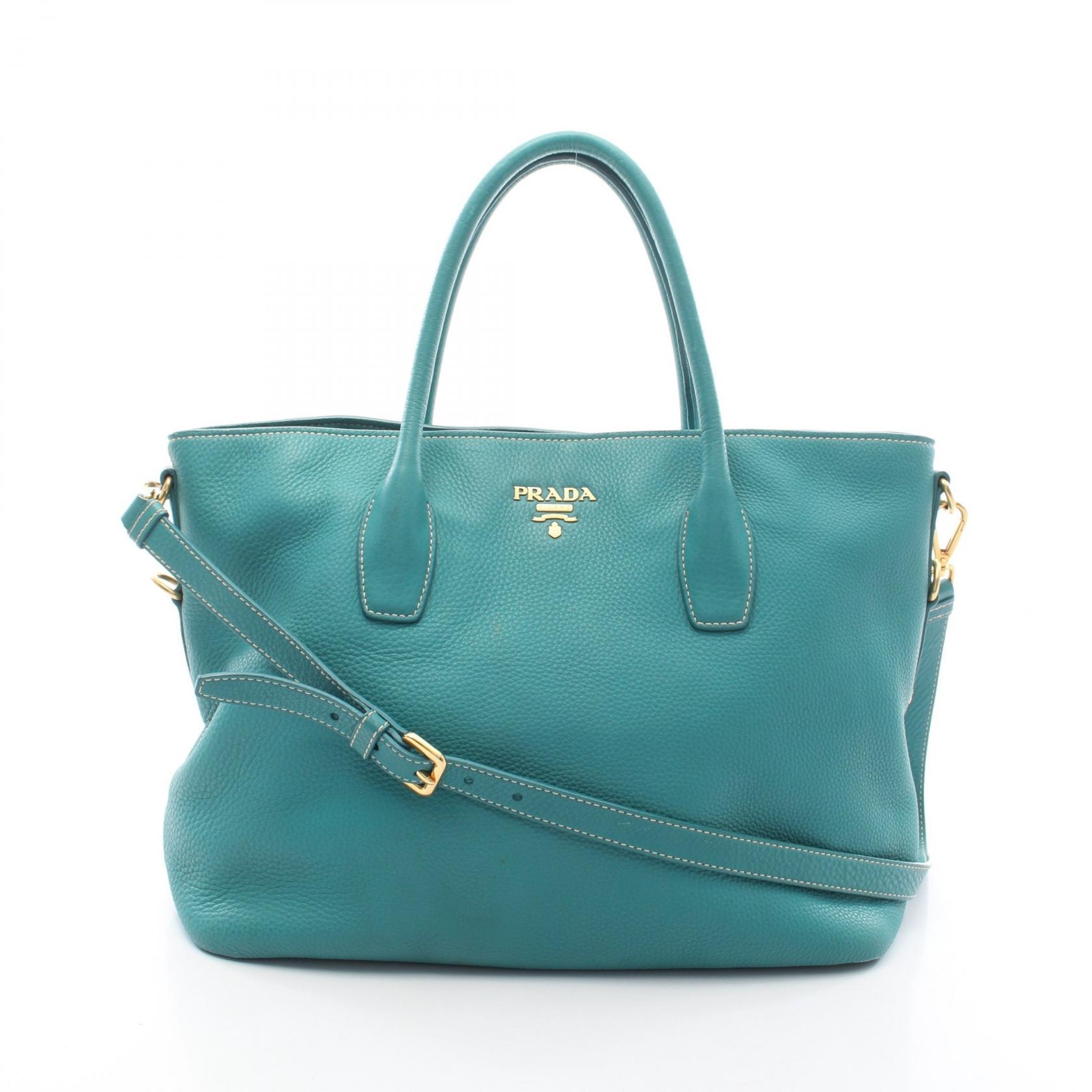 プラダ PRADA 2WAY トートバッグ バッグ レザー レディース グリーン系 【中古】