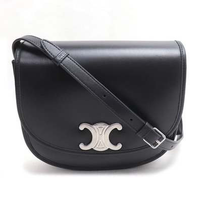 CELINE セリーヌ ミディアム ブザス トリオンフ ショルダーバッグ ブラック 114453FH1.38SI レディース【中古】【美品】
