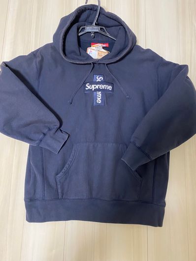 Supreme Cross Box Logo Hooded Sweatshirt "Navy"