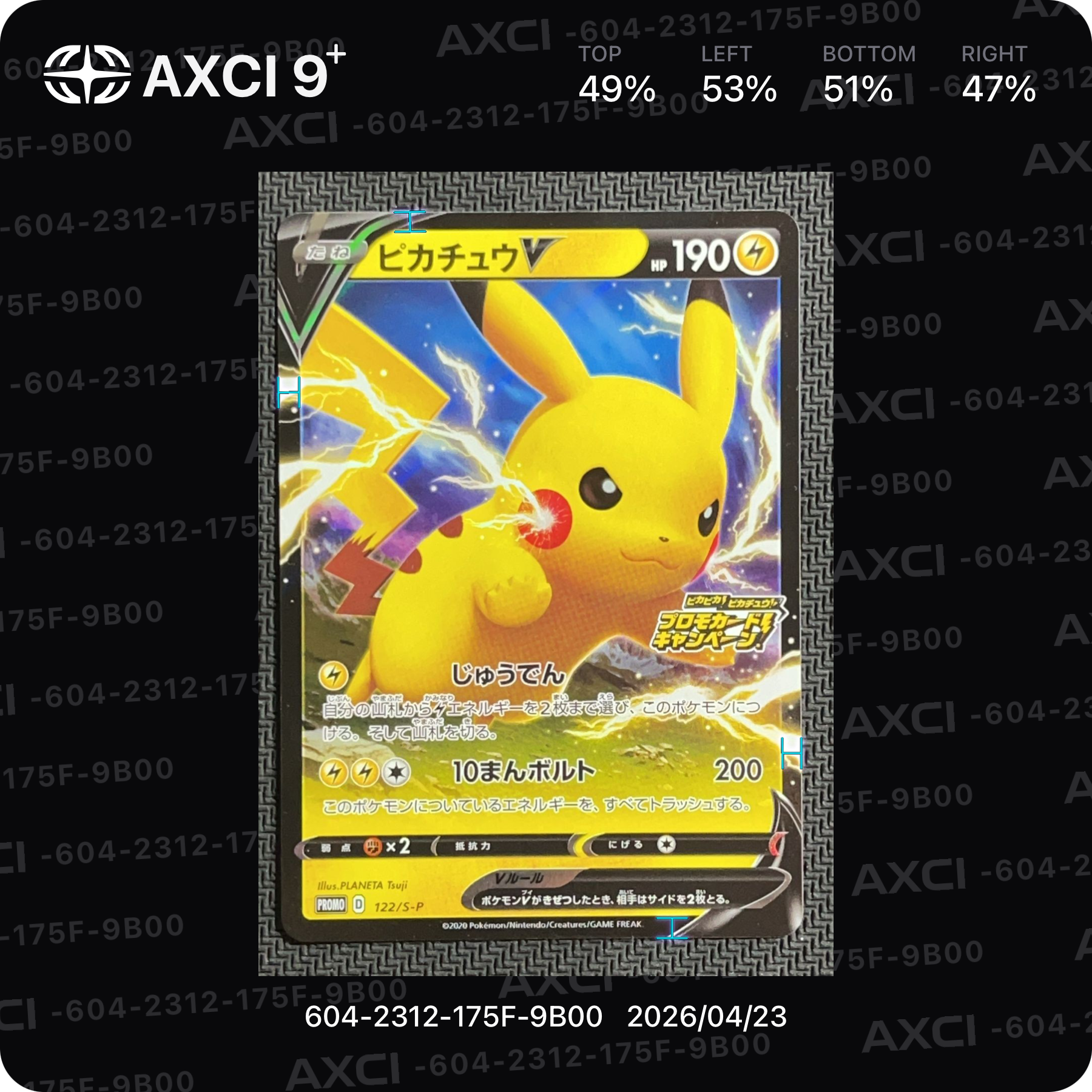 ピカチュウV: プロモ P [S-P 122](ピカピカ!ピカチュウ!プロモカードキャンペーン)