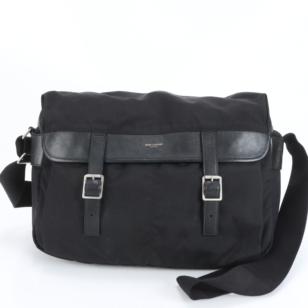 ■極美品 サンローラン パリ ショルダーバッグ レザー×キャンバス