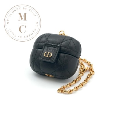 クリスチャンディオール CHRISTIAN DIOR カナージュ ブラック ゴールド CD チェーン airpodsケース