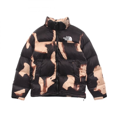 シュプリーム Supreme × THE NORTH FACE Bleached Denim Print Nuptse Jacket フード付き ダウンジャケット 衣料品 アウター ナイロン メンズ ブラック系 / ベージュ系 ND52100I 【中古】
