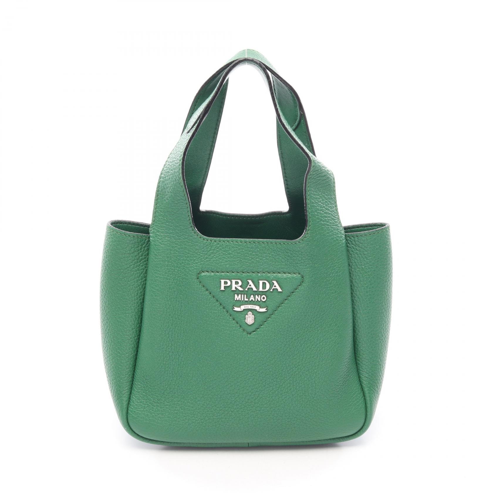 プラダ PRADA リエゾン ミニ ハンドバッグ バッグ レザー レディース グリーン系 1BA349 【中古】