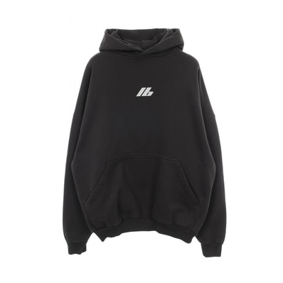 バレンシアガ BALENCIAGA ロゴプリント フーディ パーカー 衣料品 トップス コットン メンズ レディース ブラック系 739024 【中古】