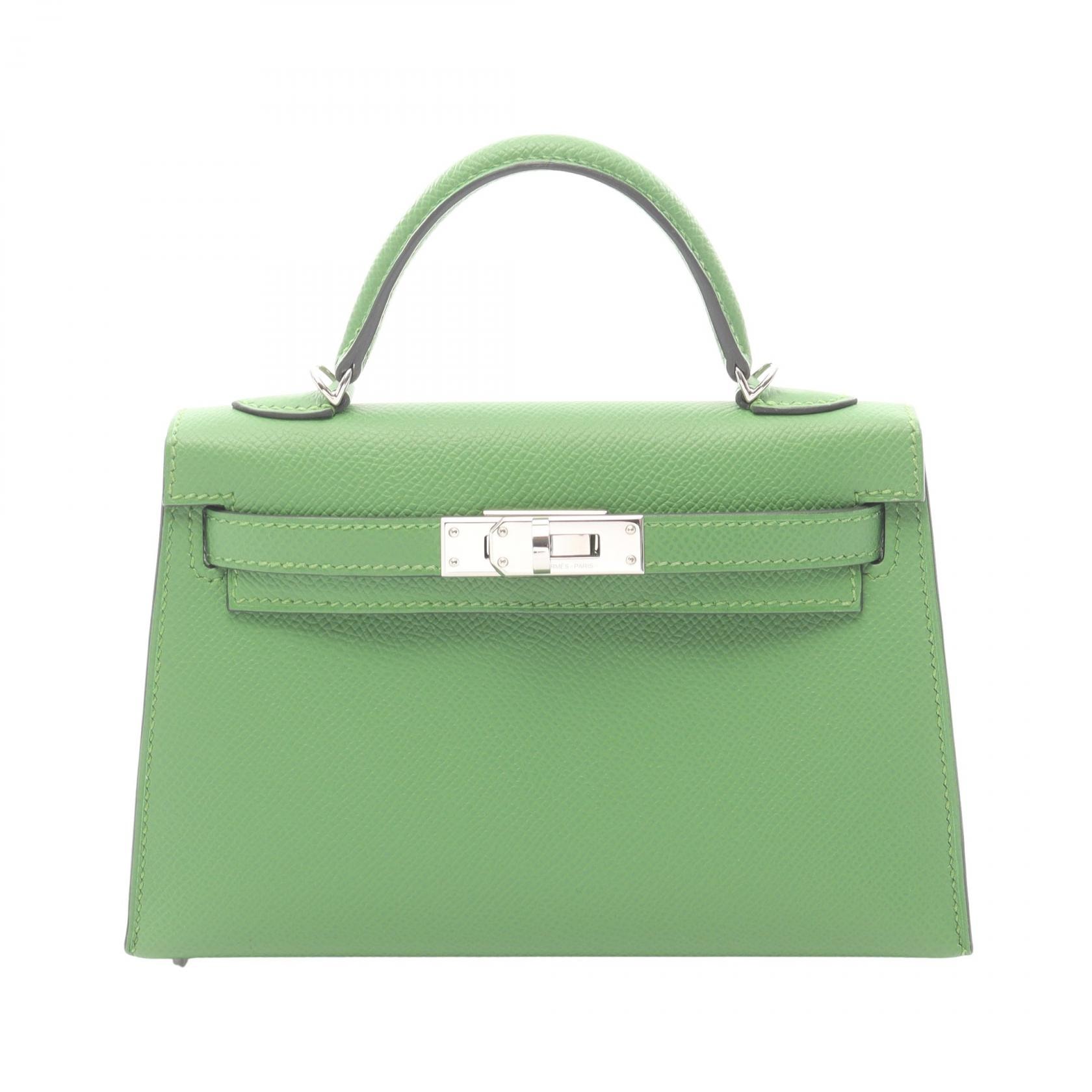 エルメス HERMES ミニケリー2 外縫い 2WAY ハンドバッグ バッグ レザー ヴォーエプソン ヴォーエプソン ヴェールユッカ B刻印(2023年製造) レディース グリーン系 【中古】