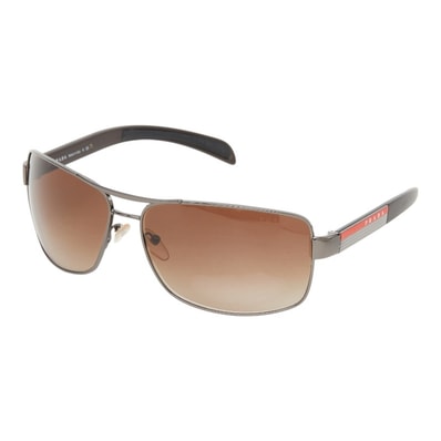 プラダ ロゴ サングラス SPS541 ブラウン シルバー プラスチック メタル メンズ PRADA 【中古】