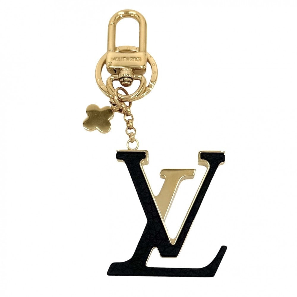 LOUIS VUITTON ルイヴィトン キーホルダー ポルトクレ LV カプシーヌ バッグチャーム キーリング 小物 M63080 ブラック 黒 ゴールド レディース【中古品】