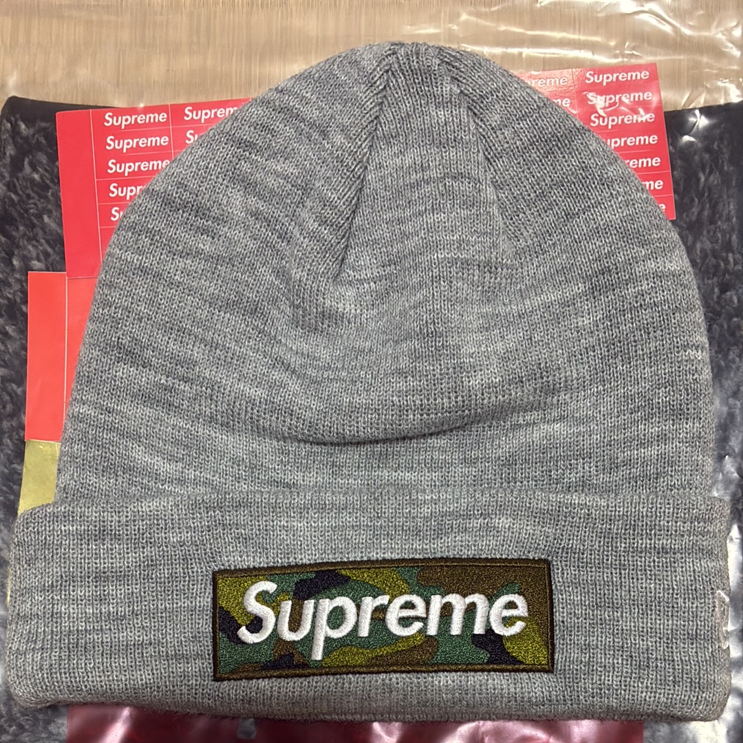 Supreme New Era Box Logo Beanie "Heather Grey" (23FW)