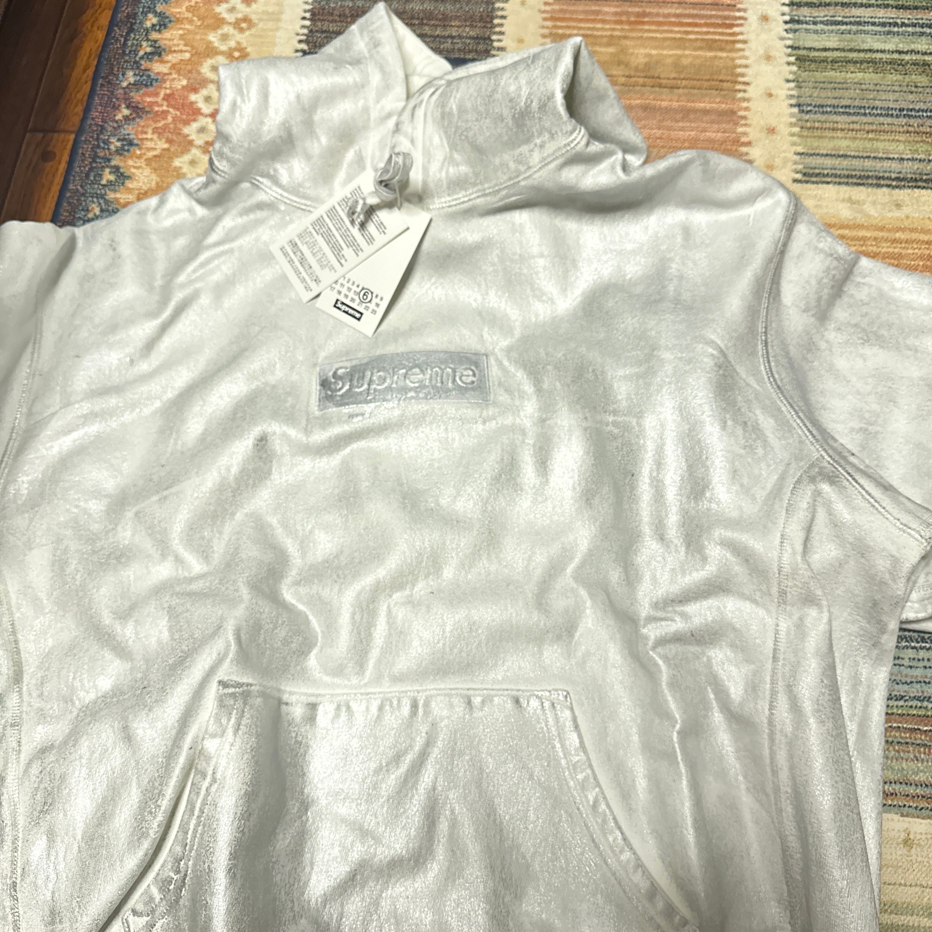 Supreme x MM6 Maison Margiela Foil Box Logo Hooded Sweatshirt "White"