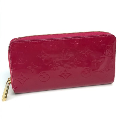 ルイヴィトン LOUIS VUITTON ジッピーウォレット M91597 モノグラムヴェルニ 長財布 パテントレザー ローズアンディアン ダークピンク系