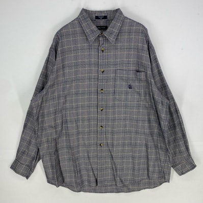 古着 ノーティカ NAUTICA 長袖シャツ ワンポイント刺繍 ロングスリーブ 大きいサイズ XL ブラック系 チェック メンズ