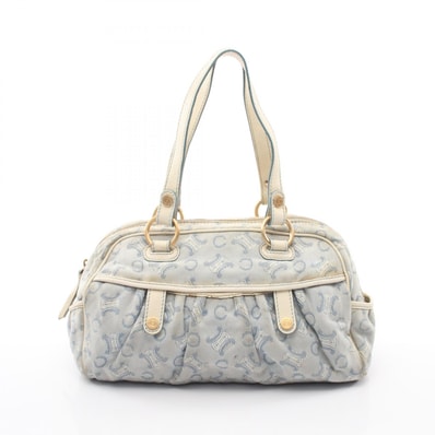 セリーヌ CELINE Cマカダム ハンドバッグ バッグ キャンバス レザー レディース ブルー系 / ホワイト系 【中古】