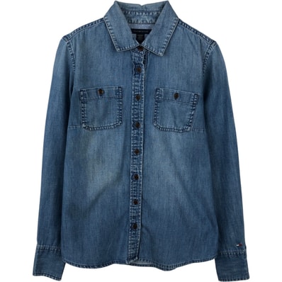 古着 トミーヒルフィガー TOMMY HILFIGER 長袖 コットンシャツ レディースXS相当/eaa641917