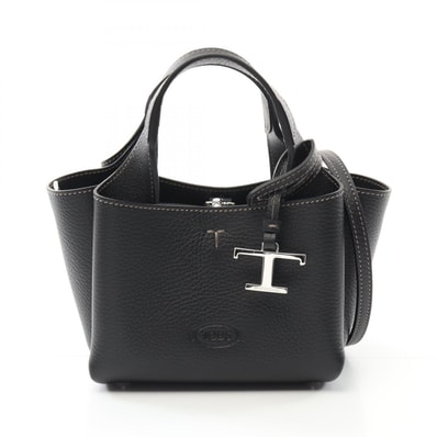 トッズ TOD'S Tタイムレス マイクロ ハンドバッグ バッグ レザー レディース ブラック系 XBWAPAFL000B999 【新品】