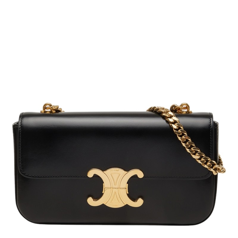 セリーヌ トリオンフ クロード チェーン ショルダーバッグ ワンショルダー ブラック レザー レディース CELINE 中古
