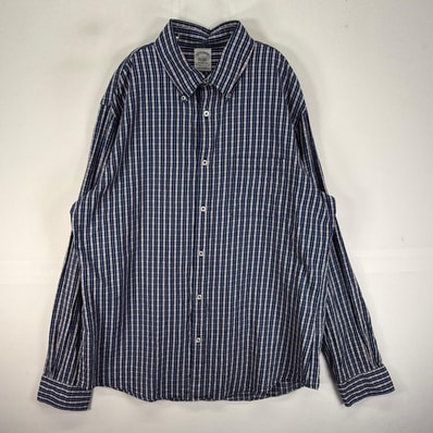 古着 ブルックスブラザーズ Brooks Brothers 長袖シャツ ボタンダウン 胸ポケ L ブルー系 チェック メンズ