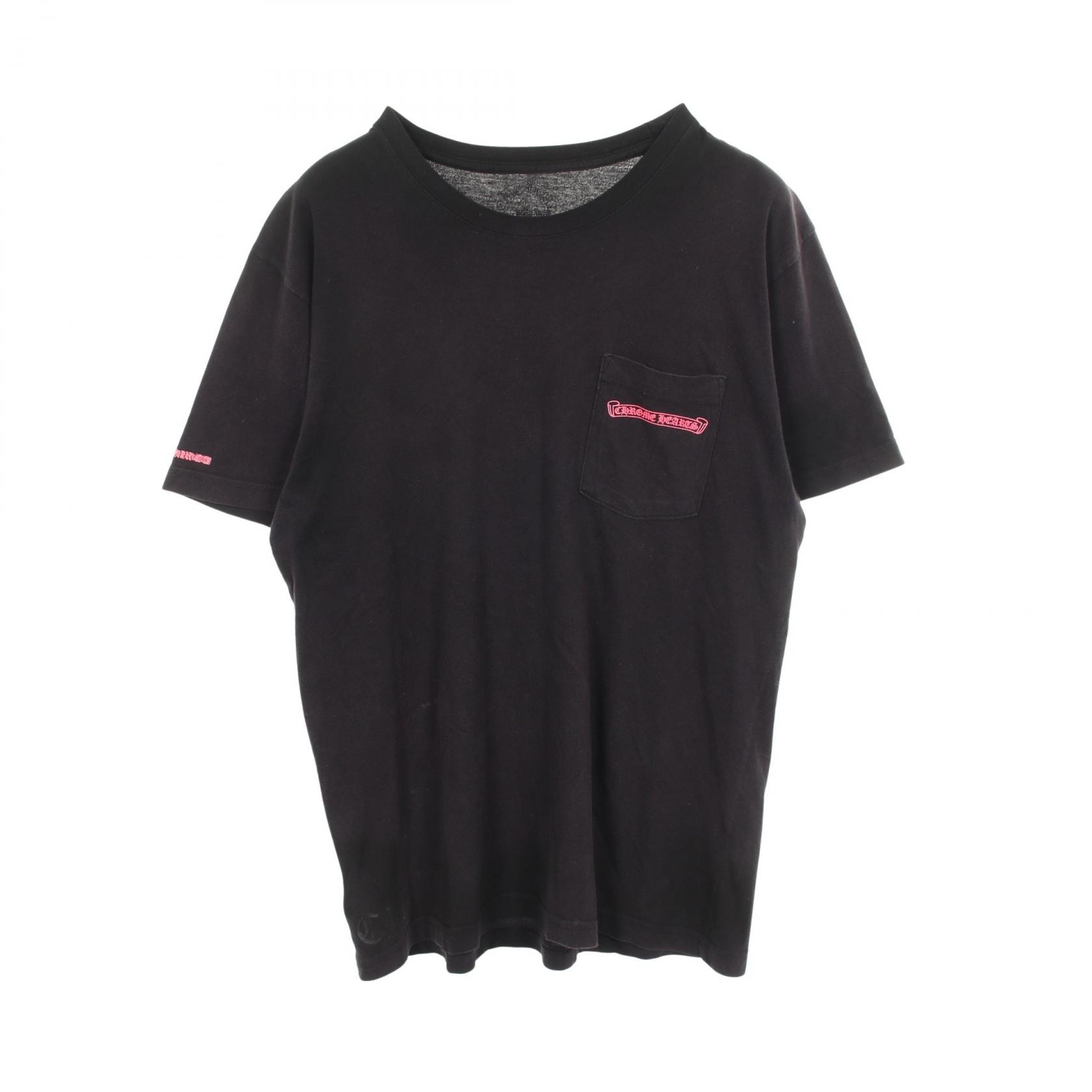 クロムハーツ CHROME HEARTS バックロゴ ポケット付き 半袖Tシャツ 衣料品 トップス コットン メンズ ブラック系 / ピンク系 【中古】