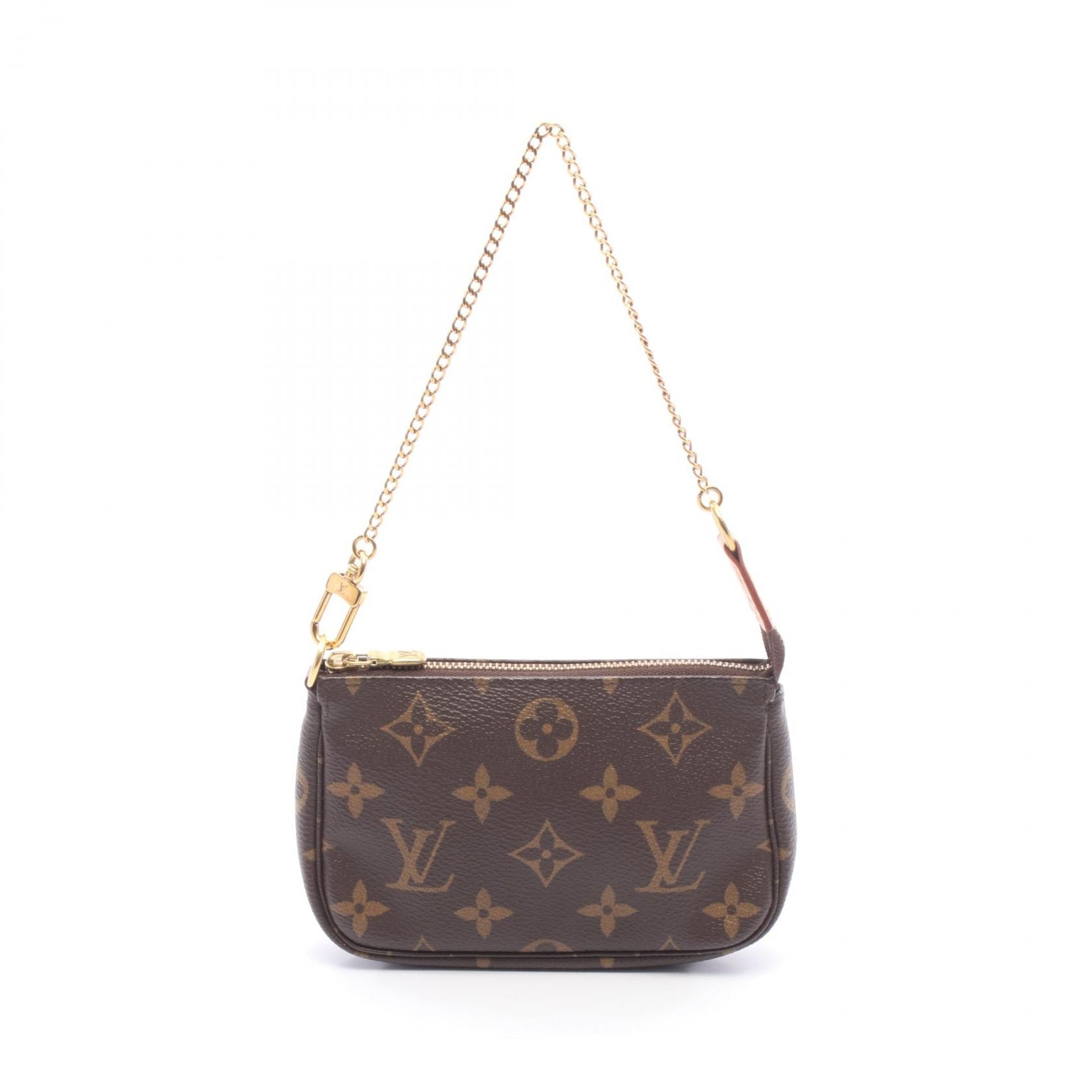 ルイ・ヴィトン LOUIS VUITTON ミニ ポシェット アクセソワール モノグラム ハンドバッグ バッグ PVCコーティングキャンバス レザー レディース ブラウン系 M58009 【中古】