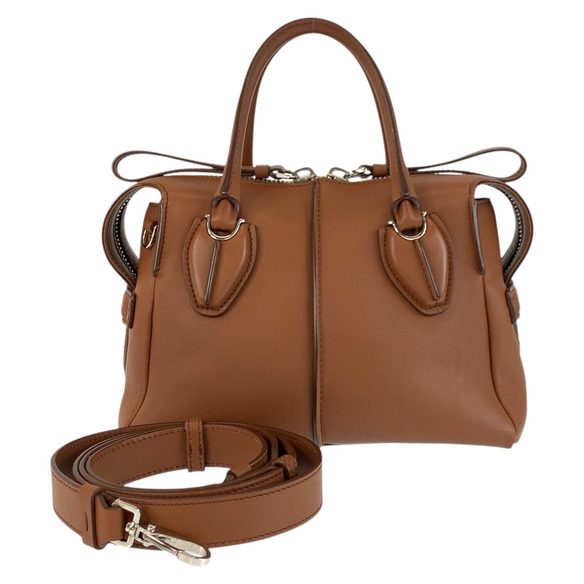美品 TOD’S トッズ Dバッグ Dスタイリング ブラウン シルバー金具 レザー ハンドバッグ ショルダーバッグ 2way 600852 【中古】