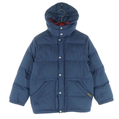 POLO RALPH LAUREN ポロラルフローレン ワンポイントロゴ ツートンカラー 長袖 ダウンジャケット 140 ネイビー